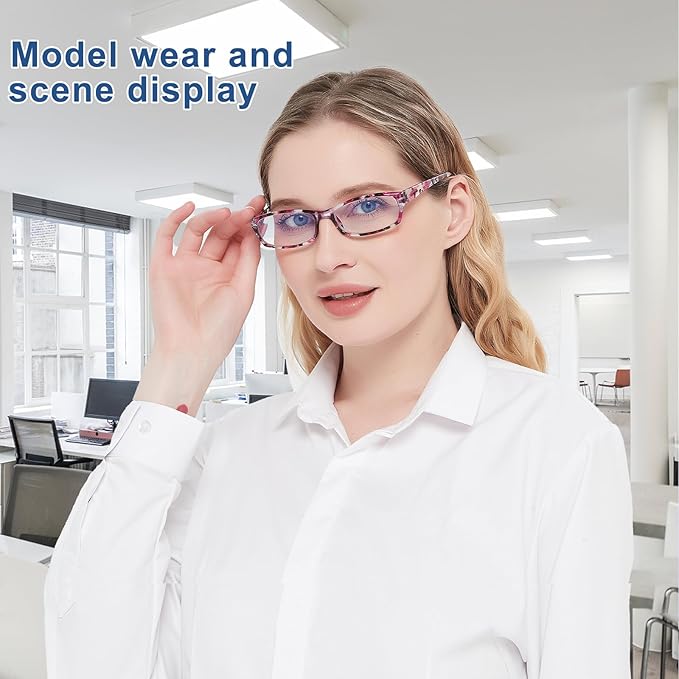 VIDEBLA 5 Pack Computer Reading Glasses Men and Women Anti Eyestrain Blue Light Blocking Glasses for Reading (5 Mix-2, 1.75)