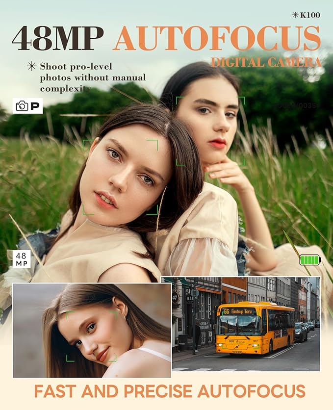 TURE 48MP 4K Digital Camera for Photography & YouTube Vlogging - 18X Zoom UHD Autofocus Video Camera with 3" 180° Flip Screen, 32GB SD Card & 2 Batteries - Compact Travel