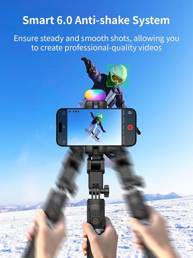 Gimbal Stabilizer for Smartphone, 4 in 1 Phone Gimbal w/360° Rotation for iPhone/Andriod Sefie Stick Tripod w/Auto Face Tracking and Wireless Remote for TIK Tok YouTube Vlogging-M1 Pro Black