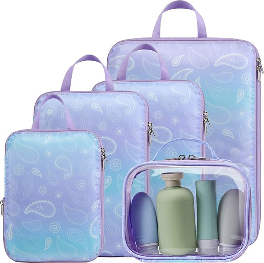 Cambond Compression Packing Cubes for Travel Women - Travel Bags Luggage Organizers Travel Essentials Compression Cubes for Travel Carry on Suitcases Organizer