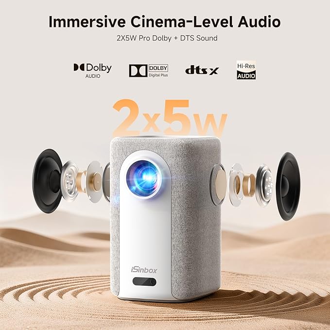 [Short Throw/1200ANSI/Built in Apps] 4K Outdoor Projector with WiFi and Bluetooth, Auto Focus Projector with Dual-Mode Stand, Smart Portable Proyector with Netflix/YouTube/PrimeVideo & Dolby