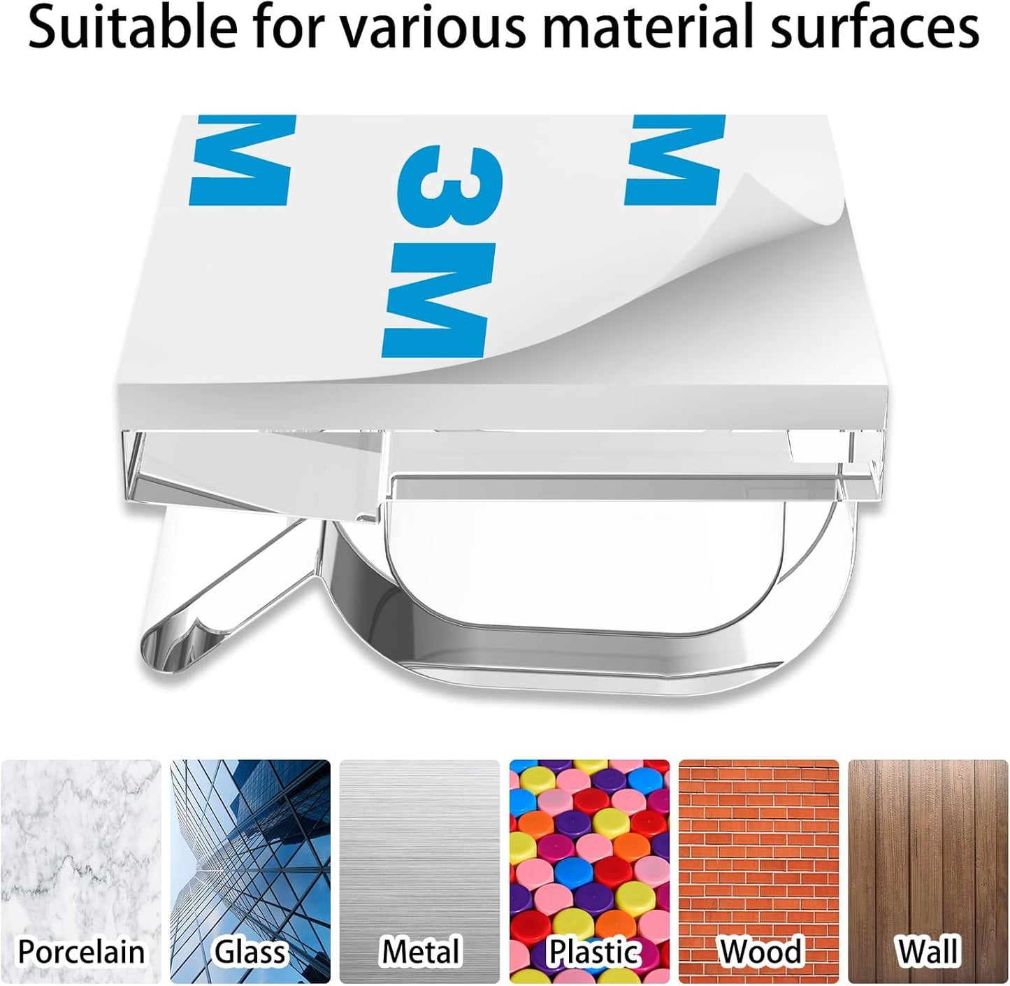 65Pcs Cable Clips, Adhesive Cable Organizer Cord Holder Wire Clip Wire Management Self Adhesive Hooks Wire Holder for Office, Home(Transparent, 65PCS-Large)