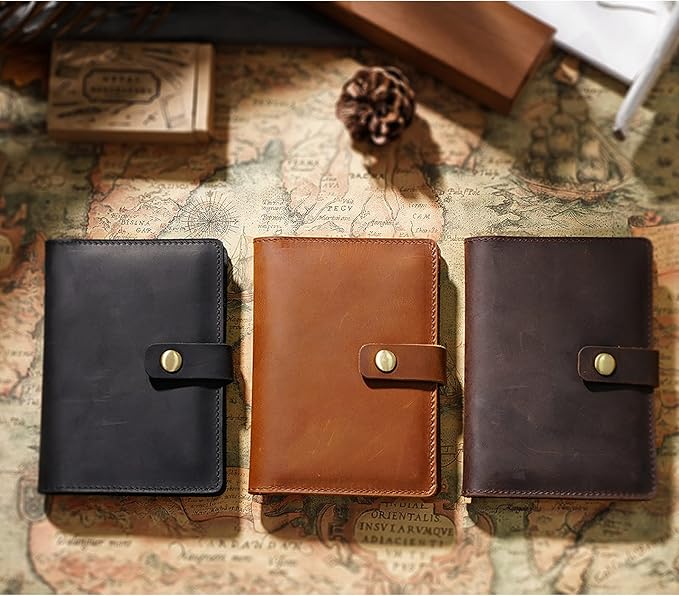 Passport Holder Cover Case Crazy Horse Leather Waterproof Travel Wallet Business Credit Card Vaccine Combo with Slot Accessories Documents Vintage Organizer Protector for Women Men Brown