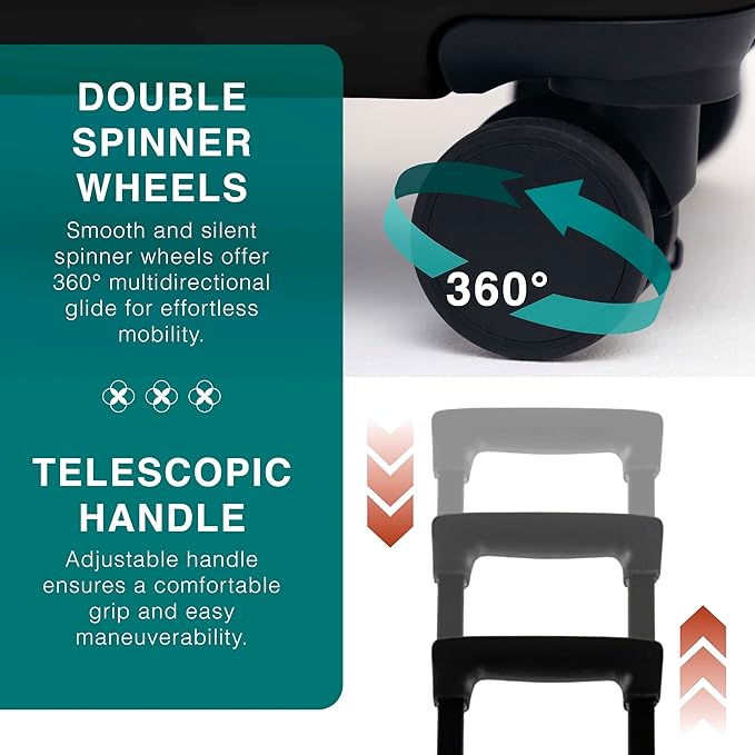 24 Inch Luggage with Spinner Wheels, Hard Shell Suitcase with TSA Locks for Luggage, Travel Large Suitcase, Expandable Hard Shell Suitcases, Black