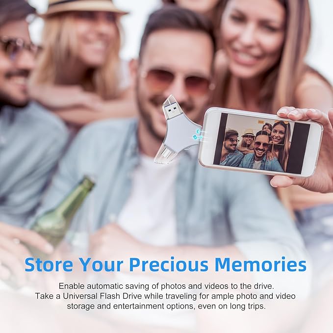 USB 3.0 Flash Drive 64gb for iPhone, 3in1 External Memory Picture Keeper Storage Stick for Photo/Video/Data Saver/Backup, V4.22High Speed Thumb Drives for iPhone/iPad/Android/PC - Thundercloud