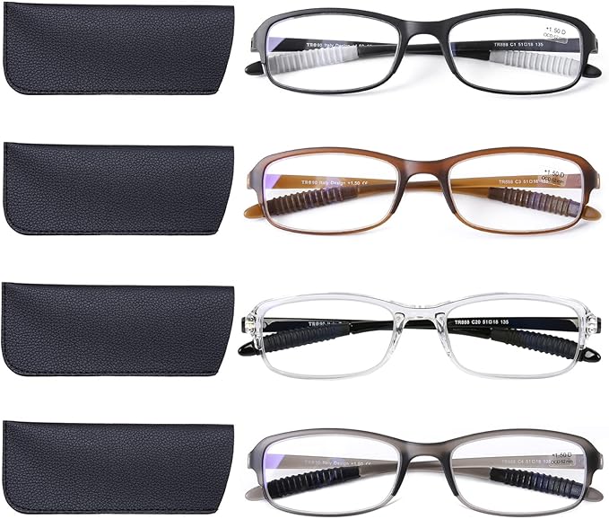 DOOViC 4 Pack Reading Glasses for Women Men Blue Light Blocking Reading Glasses TR90 Flexible Lightweight Readers 2.5 Strength