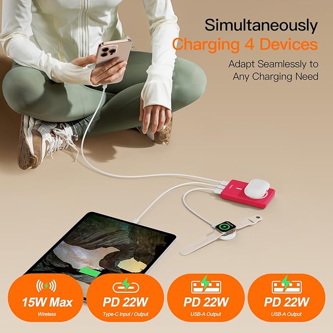 Magnetic Portable Charger, 16800mAh Wireless Power Bank, with 20W USB-C Fast Charging and LED Digital Display Magnetic Battery Pack, Compatible with iPhone 16/15/14/13/12 Full Series (2025)