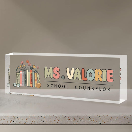 Personalized Name Plate for Desk, Custom Desk Name Plate, Acrylic Name Plate Office Desk Accessories, Personalized Office Gifts for Coworkers Teachers, Employee Appreciation Gifts (C-Teacher)