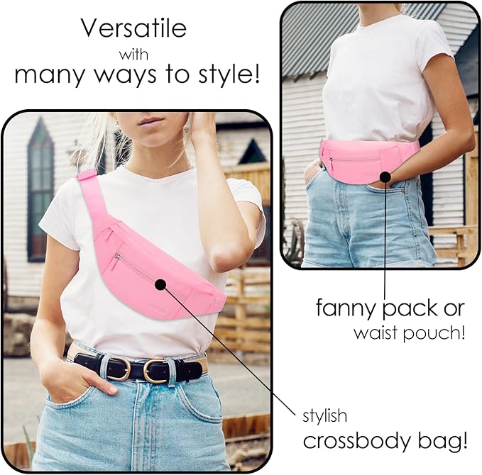 MAXTOP Large Crossbody Fanny Pack with 4-Zipper Pockets,Gifts for Enjoy Sports Festival Workout Traveling Running Casual Hands-Free Wallets Waist Pack Phone Bag Carrying All Phones