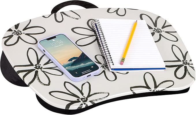 LAPGEAR MyStyle Portable Lap Desk with Cushion - Brushed Flower - Fits up to 15.6 Inch Laptops - Style No. 45308