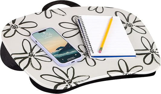 LAPGEAR MyStyle Portable Lap Desk with Cushion - Brushed Flower - Fits up to 15.6 Inch Laptops - Style No. 45308