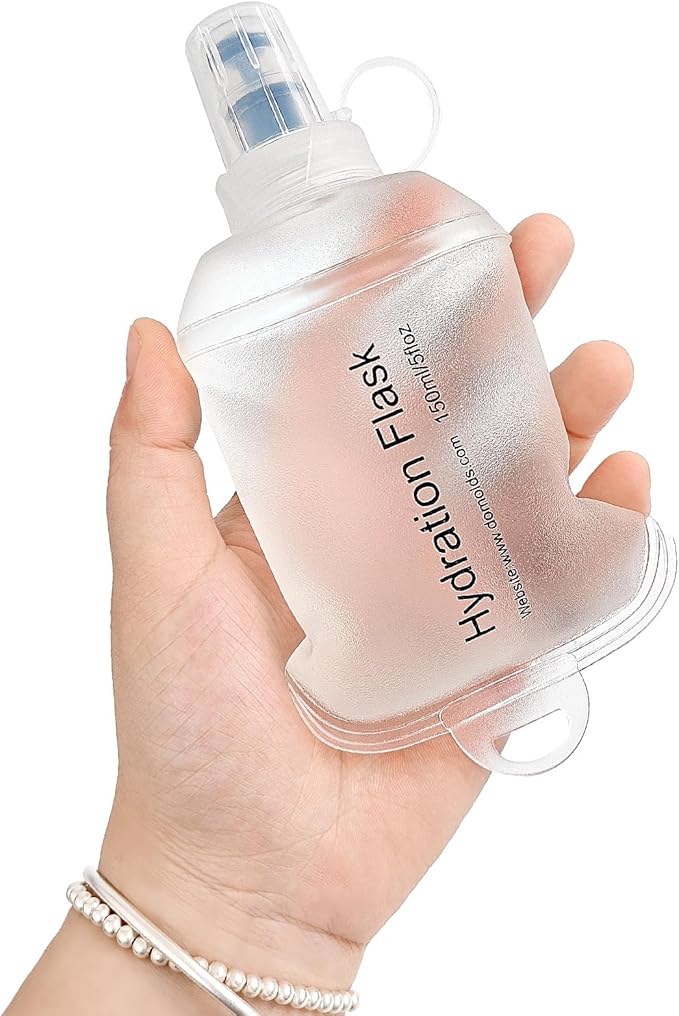 GYGYL Soft Flask, TPU Collapsible Soft Water Bottle for Hydration Pack, Running Vest, Leak-Proof Folding Water Bottle for Hiking Cycling Climbing Jogging-150ml White