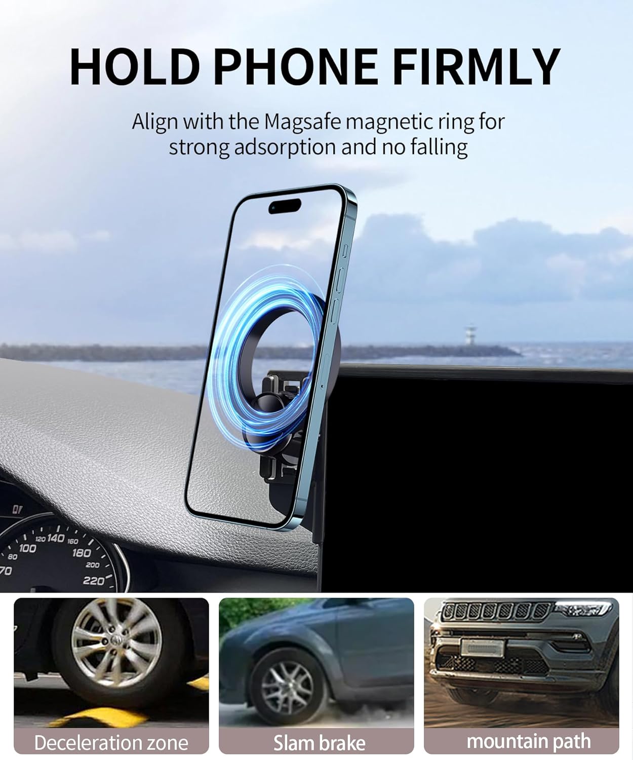 Car Phone Holder for 17-19 Audi A4&S4 / 2018-2020 Q5&SQ5 / 18-19 Audi A5&S5&RS5 Accessories 8.3-inch Screen Fixed Clip, Phone Mount Compatible with MagSafe, 360° Rotation Cell Phone Holder