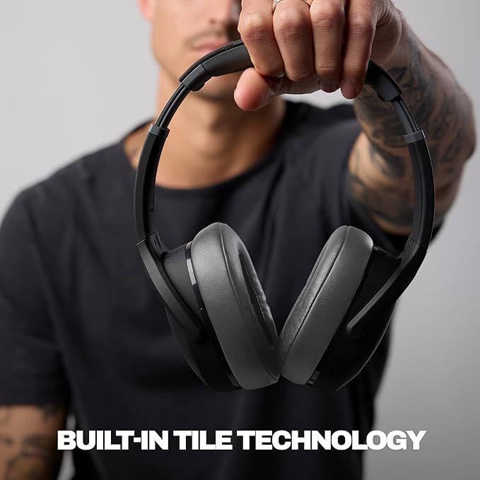 Skullcandy Crusher Evo Wireless Bluetooth Headphones with Multi-Sensory Bass, Noise Isolating Over-Ear Fit, Up to 40 Hours Battery, Microphone for iPhone Android - Asphalt