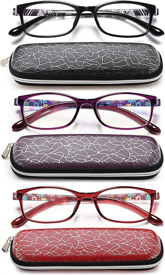 EYEURL Reading Glasses for Women-Blue Light Blocking For Women-3 Pack Computer Readers 2.75 Spring Hinge Anti UV Ray/Eye Strain/Glare Eyeglasses