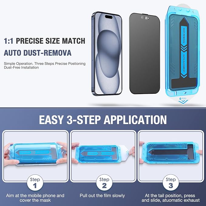 2-Pack Matte Privacy Screen Protector for iPhone 16 Pro Max, Anti-Glare Display Filter, No Bubbles, High Definition Clear, Easy Installation