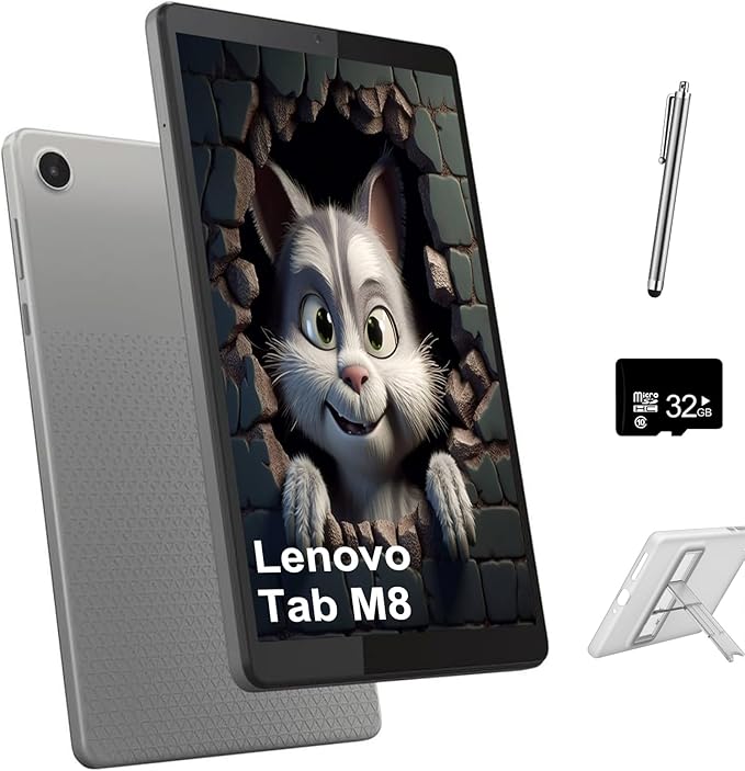Lenovo Tab M8 Gen 4 Tablet for Home&Kids, 8" HD IPS, 2GB RAM, 32GB Storage, MediaTek Helio A22, Google Kids Space, Android 11, Long Battery Life, SD Card Slot, w/Stylus Pen&32GB SD Card&Folio Case