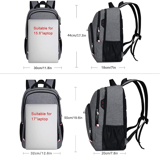 Travel Laptop Backpack, Anti Theft Backpack for Men and Women with USB Slit Business Computer Backpack Bag (Grey, 15.6 Inch)