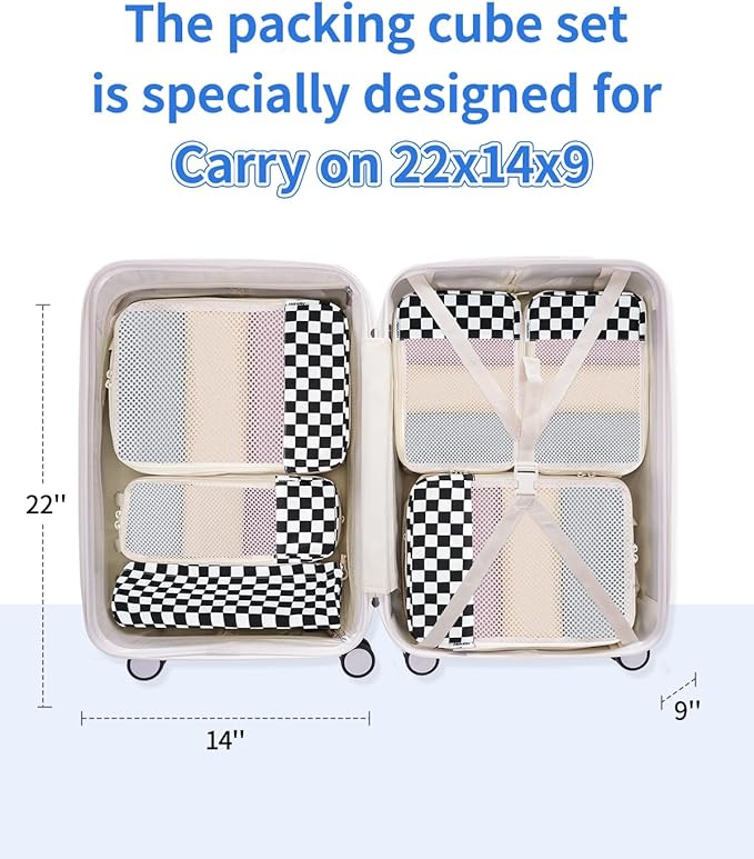 Narwey 6 Set Compression Packing Cubes for Travel Kids Women Carry on, Packing Organizers Bag for Backpack Luggage Suitcase Duffle Bags