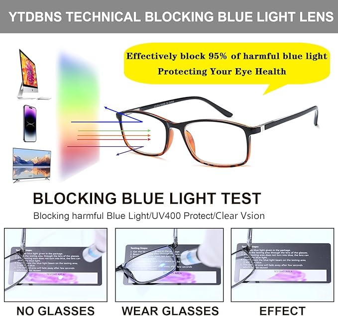 Professional Reading Glasses for Men/Women, Blue Light Blocking Computer Readers with Spring Hinges for Glare and UV Protection
