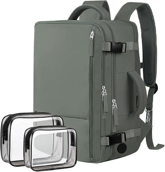 Hanples Women's Large 17.3 Inch Laptop Backpack, Olive Green, Waterproof, Suitable for Air Travel