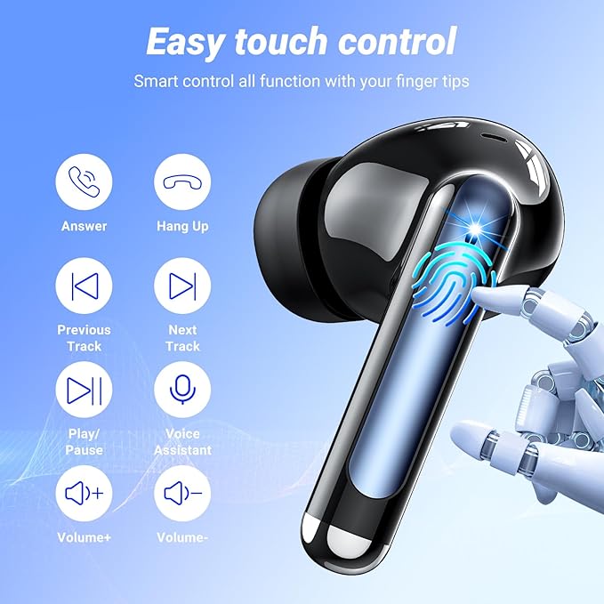 S48 wireless earbuds Headphones bluetooth 5.4 42h Duration Playback for running/fitness/office use. Equipped with 4 noise cancelling microphones, IPX6 waterproof and LDE battery display screen