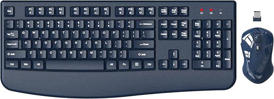 Wireless Keyboard and Mouse Combo, EDJO 2.4G Full-Sized Ergonomic Computer Keyboard with Wrist Rest and 3 Level DPI Adjustable Wireless Mouse for Windows, Mac OS Desktop/Laptop/PC(Galaxy Blue)