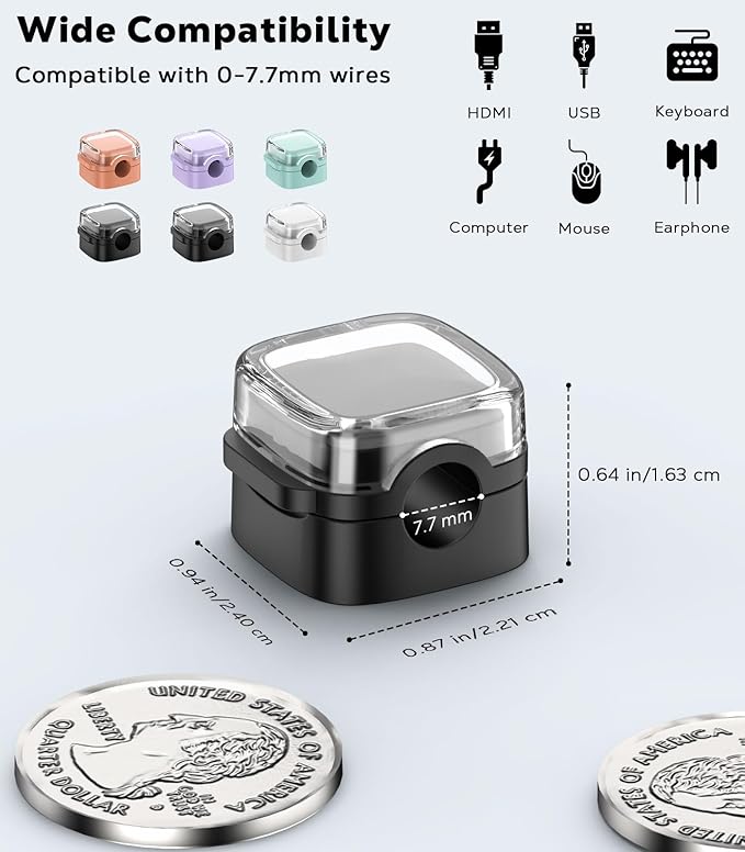 MoKo 6 Pack Magnetic Cable Clips, Under Desk Cable Management, Adhesive Magnetic Cord Holder, Magnetic Cord Organizer Wire Holder Keeper Organizer for Nightstand Desk Office Car Wall Glass, O+P+B+W+B