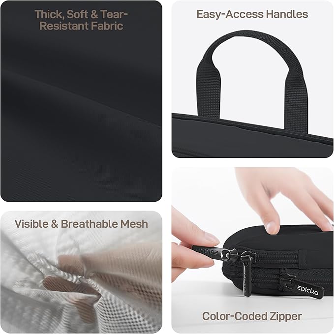 EPICKA TripCozy Compression Packing Cubes - 6 Set Durable Travel Organizer Bags with Mesh Top, Expandable Travel Accessories for Carry on, Luggage, Suitcase, Backpack (Dark Grey)