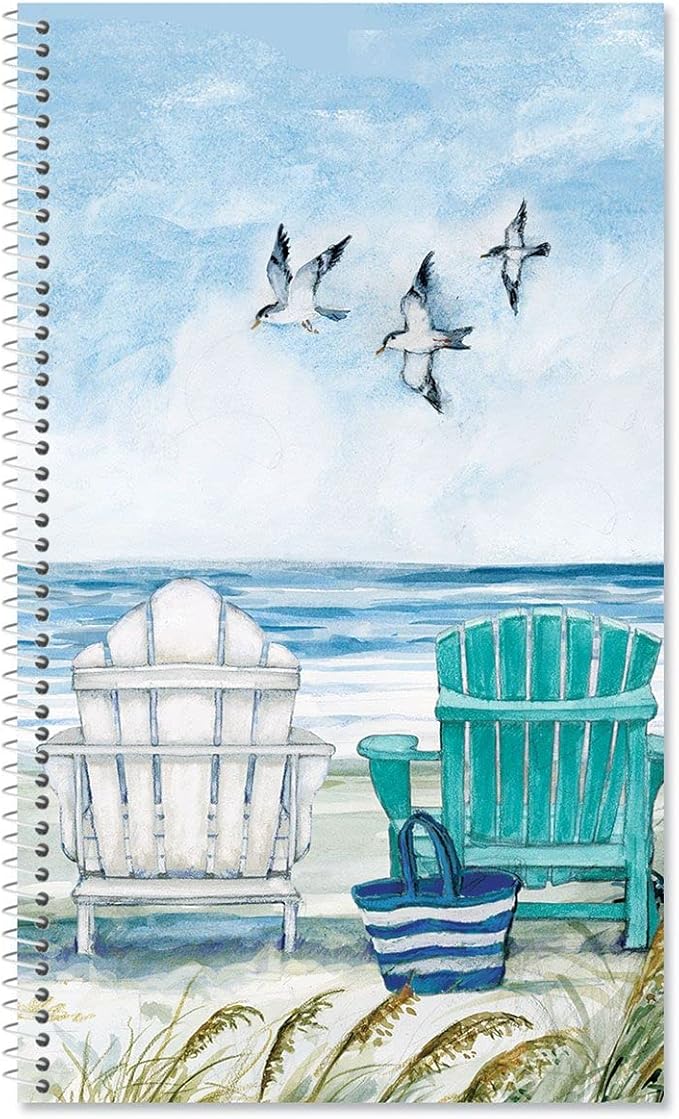 Current By The Sea Password & PIN Keeper Book, 94 Pages, 5” x 8.5” Size Spiral Bound, Soft Cover Internet Organizer for Offline Website, Login, & Username Storage