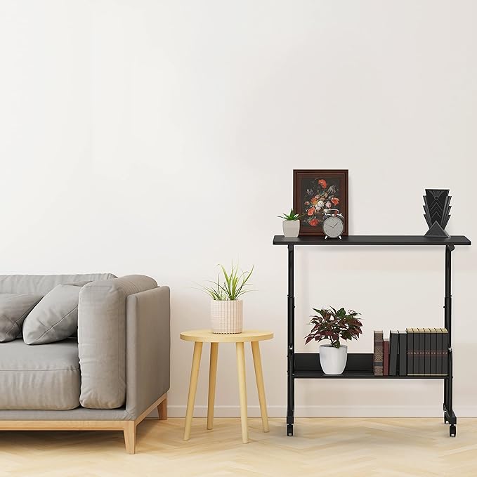 SHW 30.5" to 40.5" Height Adjustable Mobile Standing Desk Laptop Workstation for Walking Pad Treadmill, Black