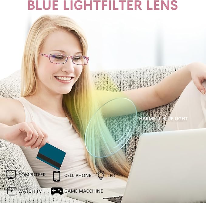 VIDEBLA Computer Reading Glasses Men and Women Anti Eyestrain Blue Light Blocking Glasses for Reading (6 Pack Mix, 1.75, x)