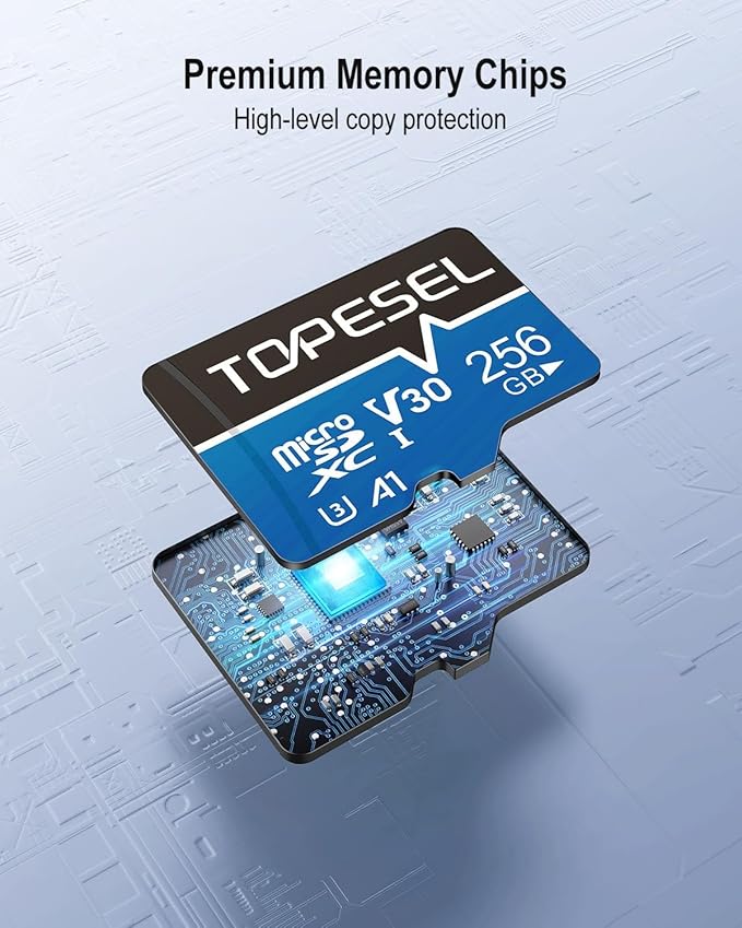 TOPESEL 256GB Micro SD Card 2 Pack, 4K HUD, U3 SDXC TF Card with Adapter High-Speed UHS-I V30 Micro Flash Memory Card for Smartphones, Cameras, Dash Cams