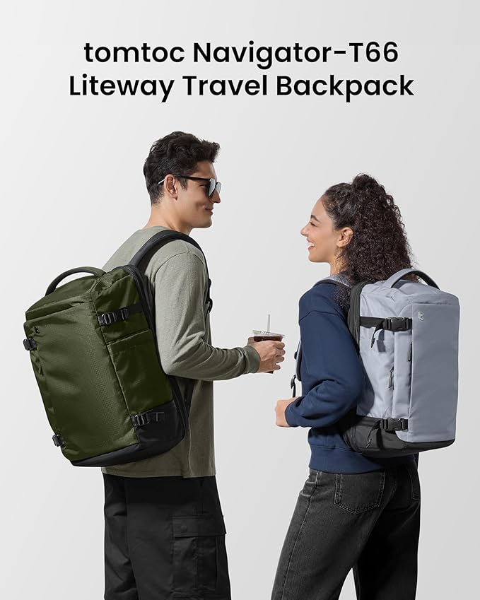 tomtoc Travel Backpack 28L, TSA Friendly Flight Approved Carry-on Luggage Hand Water-resistant Lightweight Business Rucksack, Durable Bag Fits 16 Inch Laptop