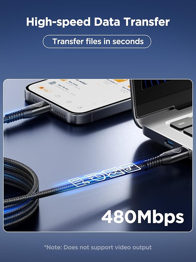 Aioneus USB C to USB C Cable, 10ft 100W Type C to Type C Charger Cord Fast Charging Nylon Braided Long USBC Cable for Samsung S24 Ultra/S23/S22, iPhone 16/15 Pro Max, for MacBook/iPad Pixel PS5 Switch