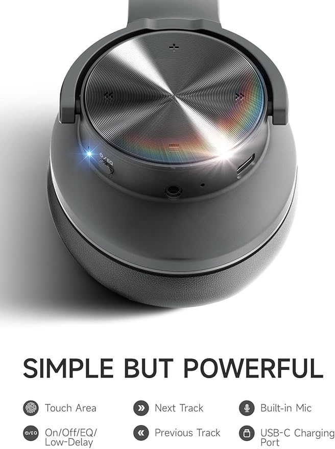 Picun B8 Bluetooth Headphones, 120H Playtime Headphones Wireless Bluetooth with 3 EQ Modes, Low Latency, Hands-Free Calls, Over Ear Headphones for Travel Home Office Cellphone PC (Ashen Golden)