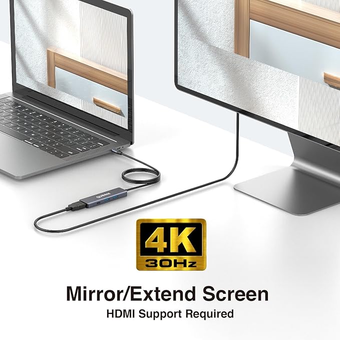 USB C 5 in 1 HUB,10Gbps USB-C/A 3.2 Ports, 4K HDMI 30Hz,100W PD Fast Charging,Compatible for MacBook Pro/Air, Dell XPS, iPad Pro Aluminum Splitter,Surface Pro,Thunderbolt Laptops