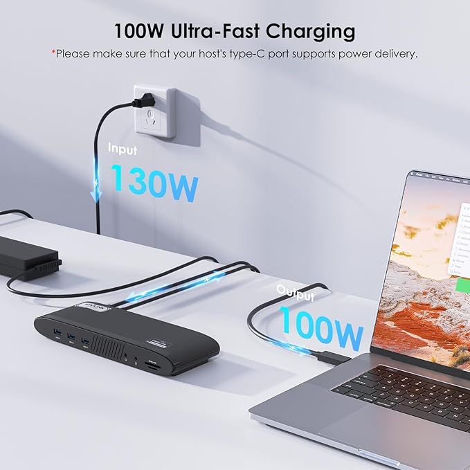 WAVLINK DisplayLink Docking Station Dual 5K, USB-C Dock for Mac M1/M2/M3/M4 & Windows, 14-in-1 with 100W Laptop Charging, 2 DP/2 HDMI 4K, SD/TF, 5 USB Ports, Ethernet, Audio