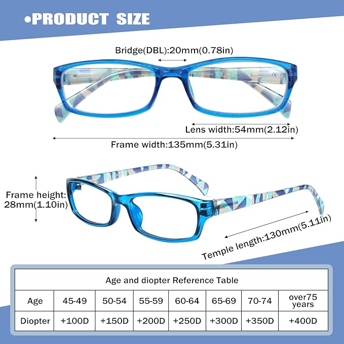 Henotin 6-Pack Reading Glasses Blue Light Blocking Anti Eyestrain Computer Reading Glasses for Women and Men Readers (Mix Color-A, 2.75, Diopters)