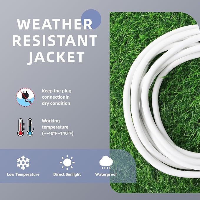 EP 100 Ft Outdoor Extension Cord, 12/3 SJTW Heavy Duty Extension Cable with 3 Prong Grounded Plug, 15 AMP Power Cord for Lawn, Garden, Appliances, White