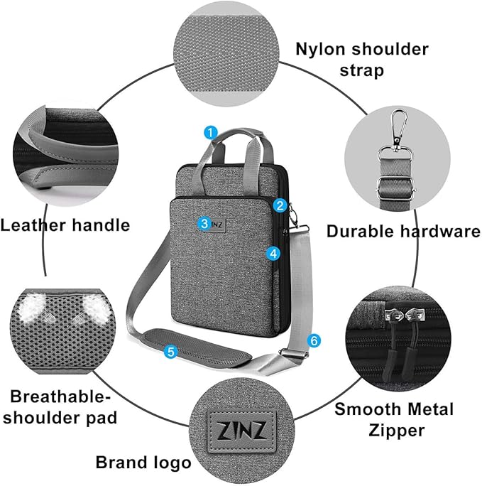 ZINZ Slim & Expandable Case 12.9 13 inch Travel Laptop Shoulder Bag for MacBook Air 13" M3/M2/M1, MacBook Pro 13" M2/M1, iPad Pro 12.9"/13"/11", iPad Air 13",L01G06
