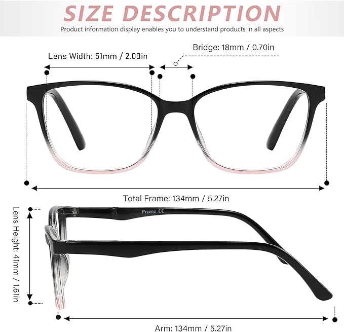 Przene 4 Pack Blue Light Blocking Reading Glasses,Readers for Women and Men with Spring Hinge