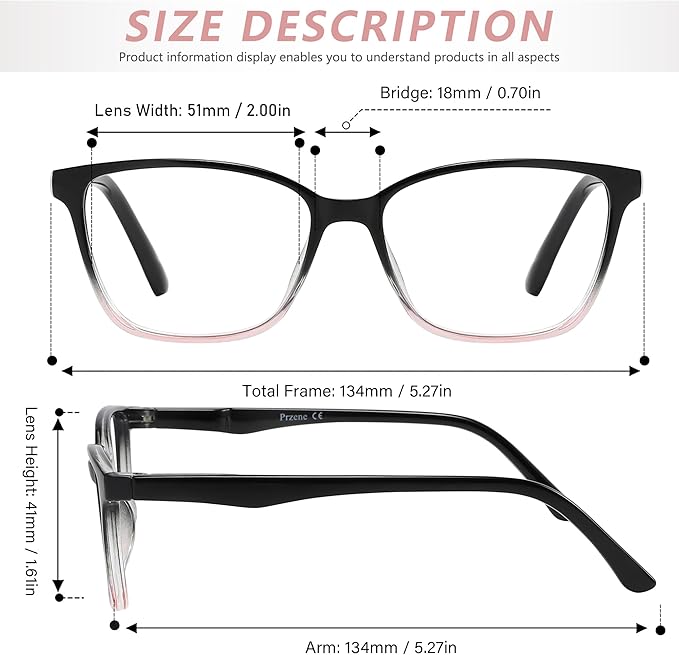 Przene 4 Pack Blue Light Blocking Reading Glasses,Readers for Women and Men with Spring Hinge