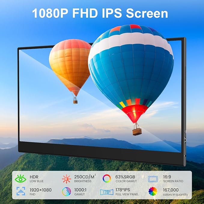 Touchscreen Portable Monitor 15.6-Inch, 1080P FHD IPS Display with Magnetic Case, HDMI & USB-C Plug&-Play, Laptop External Monitor for Laptop, MacBook，PC，Phone, Xbox, Switch, PS4/5