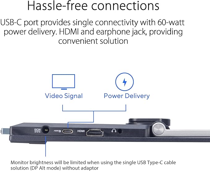 ASUS ZenScreen 22” (21.5 viewable) 1080P Portable Monitor (MB229CF) – Full HD, IPS, 100Hz, USB-C PD 60W, Speakers, Carrying Handle, Kickstand, C-clamp Arm, Partition Hook, Subwoofer, 3 yr Warranty
