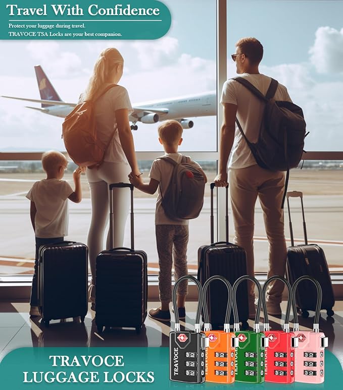 TSA Approved Luggage Locks, Travel Locks Which Also Work Great as Gym Locks, Toolbox Lock, Backpack and More, Black 1 Pack