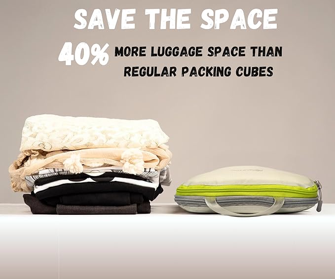 SUITEDNOMAD Ultralight Compression Packing Cubes Set, Suitcase and Backpack Travel Organizer Bags