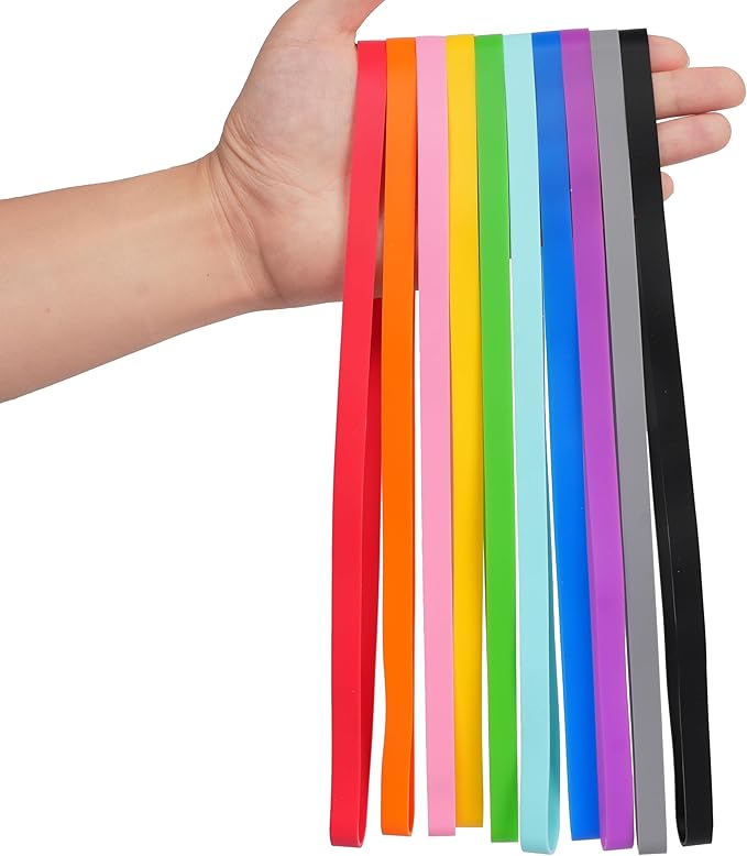 Rubber Bands Silicone 10 Pcs 12inch Elastic Bands for Notebook Books Cooking Wrapping Rubber Bands Cooking Boxes Wraps Office Supplies