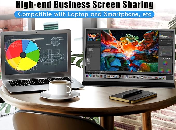 qaf 18.5 Inch Portable Monitor - 100Hz 1080P FHD IPS HDR Display- 100% sRGB - Frameless Gaming/Travel Second Monitor for Laptop/PC/Mac/PS5/Xbox - VESA Mount & Built-in Speakers - Black