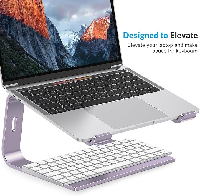 OMOTON Detachable Laptop Stand, Aluminum Mount for Desk, Compatible With MacBook Air/Pro, Dell, HP and All Laptops (11-16 Inch), Purple